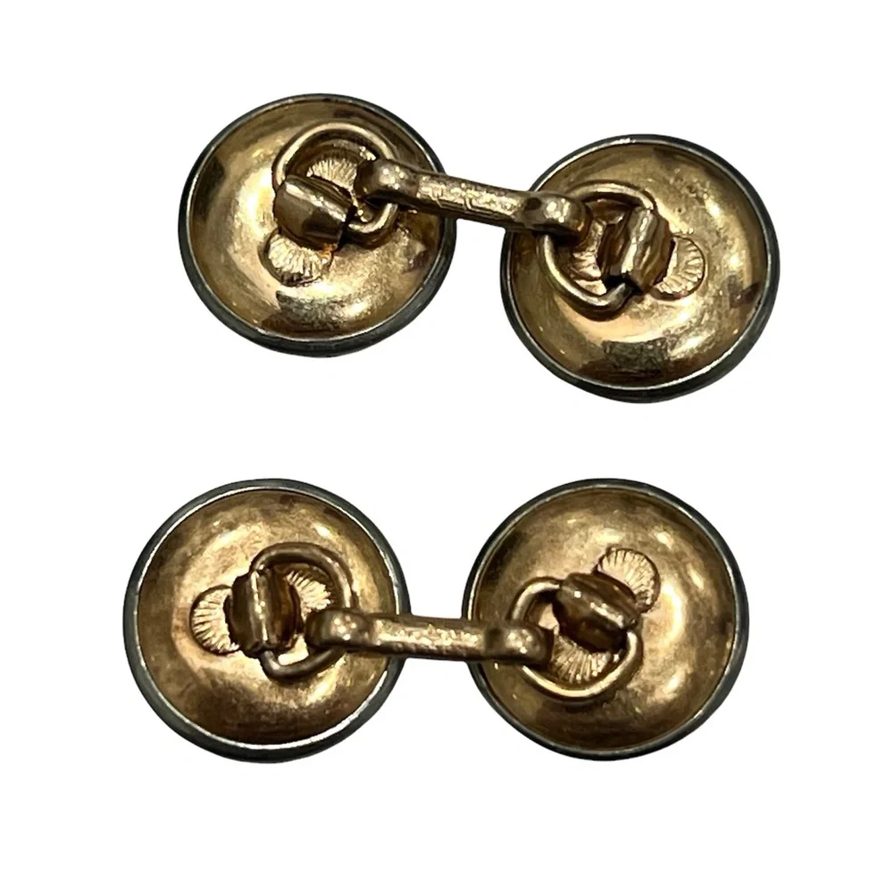 ANTIQUE LARTER & SONS MOTHER OF PEARL/ABALONE ROLLED GOLD DOUBLE SIDED CUFFLINKS